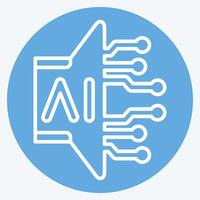 Icon AI Sound. related to Artificial Intelligence symbol. blue eyes style vector