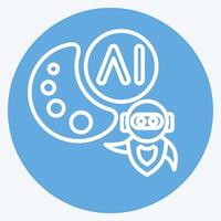 Icon AI Drawing. related to Artificial Intelligence symbol. blue eyes style vector
