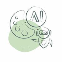 Icon AI Drawing. related to Artificial Intelligence symbol. Color Spot Style vector