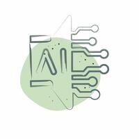 Icon AI Sound. related to Artificial Intelligence symbol. Color Spot Style vector