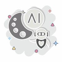Icon AI Drawing. related to Artificial Intelligence symbol. comic style vector
