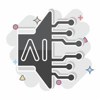 Icon AI Sound. related to Artificial Intelligence symbol. comic style vector