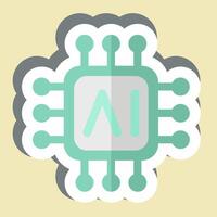 Sticker AI Chips. related to Artificial Intelligence symbol vector