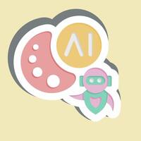 Sticker AI Drawing. related to Artificial Intelligence symbol vector