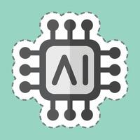Sticker line cut AI Chips. related to Artificial Intelligence symbol vector