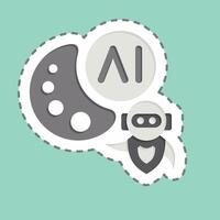 Sticker line cut AI Drawing. related to Artificial Intelligence symbol vector