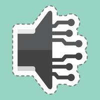 Sticker line cut AI Sound. related to Artificial Intelligence symbol vector
