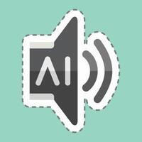 Sticker line cut AI Sound 2. related to Artificial Intelligence symbol vector