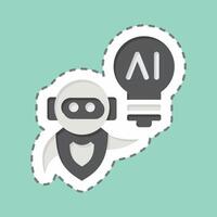 Sticker line cut AI Idea. related to Artificial Intelligence symbol vector