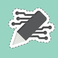 Sticker line cut AI Content Writing. related to Artificial Intelligence symbol vector