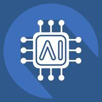 Icon AI Chips. related to Artificial Intelligence symbol. long shadow style vector