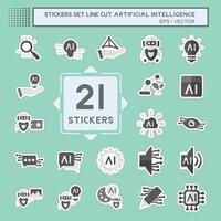 Sticker line cut Set Artificial Intelligence. related to Artificial Intelligence symbol vector