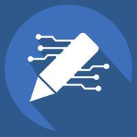 Icon AI Content Writing. related to Artificial Intelligence symbol. long shadow style vector
