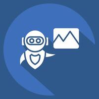 Icon AI Image. related to Artificial Intelligence symbol. long shadow style vector