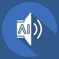 Icon AI Sound 2. related to Artificial Intelligence symbol. long shadow style vector