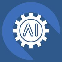 Icon AI Tools. related to Artificial Intelligence symbol. long shadow style vector