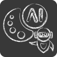 Icon AI Drawing. related to Artificial Intelligence symbol. chalk Style vector
