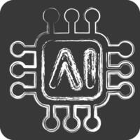 Icon AI Chips. related to Artificial Intelligence symbol. chalk Style vector