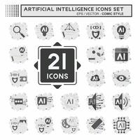 Icon Set Artificial Intelligence. related to Artificial Intelligence symbol. comic style vector