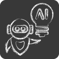 Icon AI Idea. related to Artificial Intelligence symbol. chalk Style vector