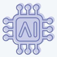 Icon AI Chips. related to Artificial Intelligence symbol. two tone style vector