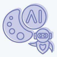 Icon AI Drawing. related to Artificial Intelligence symbol. two tone style vector