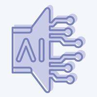 Icon AI Sound. related to Artificial Intelligence symbol. two tone style vector