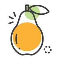 Pear icon with editable stroke to any thickness vector