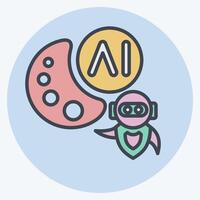 Icon AI Drawing. related to Artificial Intelligence symbol. color mate style vector