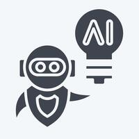 Icon AI Idea. related to Artificial Intelligence symbol. glyph style vector