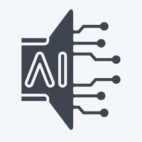 Icon AI Sound. related to Artificial Intelligence symbol. glyph style vector