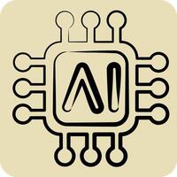 Icon AI Chips. related to Artificial Intelligence symbol. hand drawn style vector