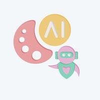 Icon AI Drawing. related to Artificial Intelligence symbol. flat style vector