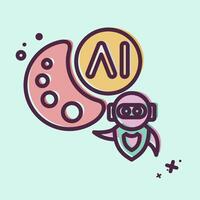 Icon AI Drawing. related to Artificial Intelligence symbol. MBE style vector
