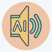Icon AI Sound 2. related to Artificial Intelligence symbol. color mate style vector