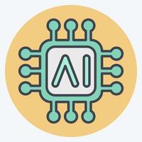 Icon AI Chips. related to Artificial Intelligence symbol. color mate style vector