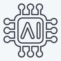 Icon AI Chips. related to Artificial Intelligence symbol. line style vector