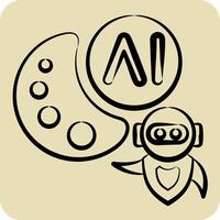 Icon AI Drawing. related to Artificial Intelligence symbol. hand drawn style vector