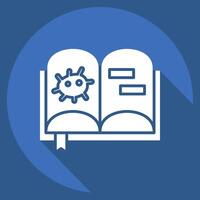 Icon Bacteriology Book. related to Bioengineering symbol. long shadow style vector