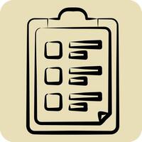 Icon Task List. related to Bioengineering symbol. hand drawn style vector