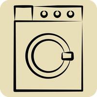 Icon Washing Machine. related to Fabric symbol. hand drawn style. design editable vector