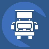 Icon Hook and Ladder Truck. related to Vehicle symbol. long shadow style. editable vector