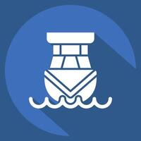 Icon Cabin Cruiser. related to Vehicle symbol. long shadow style. editable vector