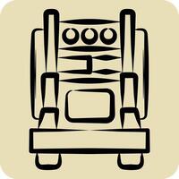 Icon Eighteen Wheeler. related to Vehicle symbol. hand drawn style. editable vector
