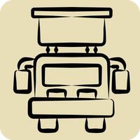 Icon Hook and Ladder Truck. related to Vehicle symbol. hand drawn style. editable vector