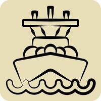 Icon Battleship. related to Vehicle symbol. hand drawn style. editable vector