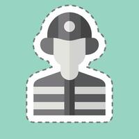 Sticker line cut Builder. related to Civil Engineering symbol. design editable vector