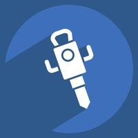 Icon Jack Hammer. related to Civil Engineering symbol. long shadow style. editable vector