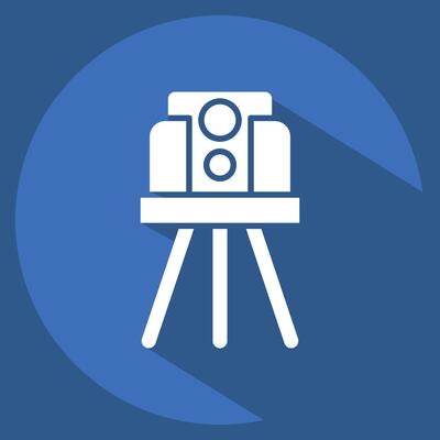 Icon Land Surveying. related to Civil Engineering symbol. long shadow style. editable