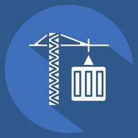 Icon Tower Crane. related to Civil Engineering symbol. long shadow style. design editable vector